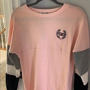 PINK color block sleeve sweatshirt